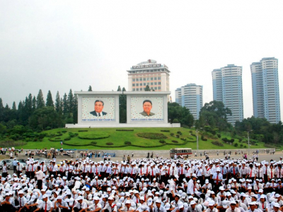 One can see everywhere around the country the portraits of the two former leaders. Also ever present are the folks training for yet another official parade.