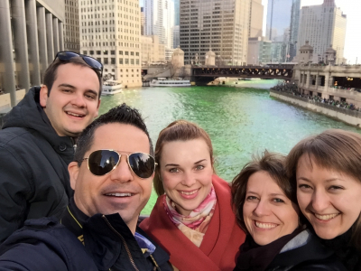 Experiencing St. Patrick's Day in Chicago and the famous greening of the river.