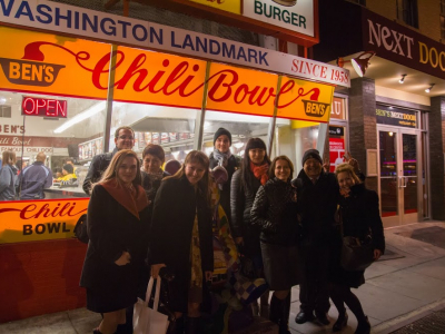 At Ben's Chili Bowl in Washington visiting this historic restaurant and learning about African American history on the U Street corridor.