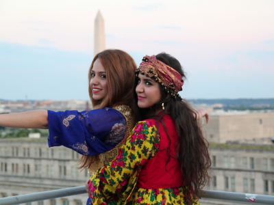 Two IYLEP participants taking mesmerizing views of the National Mall and the Washington Monument.