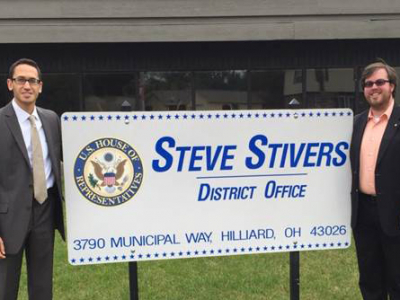 Outside the District Office of Congressman Steve Stivers with Adam Slane