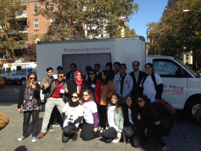 ELP participants at Washington Square with Human Rights Group – I am Your Protector – in New York.