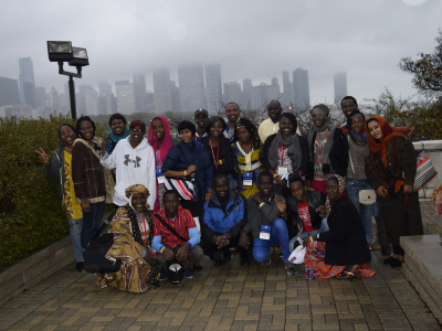 Group photo outside of the Shedd Aquarium in Chicago, Illinois.