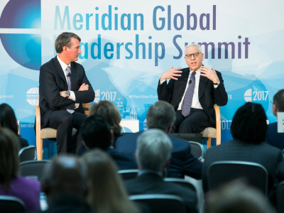 Glenn Youngkin and David Rubenstein of The Carlyle Group discuss the importance of civics in business as more growth opportunities abound overseas. Photo by Kristoffer Tripplaar.