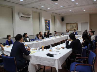 American and Korean participants meeting with officials at the Korean Embassy in Washington, DC.