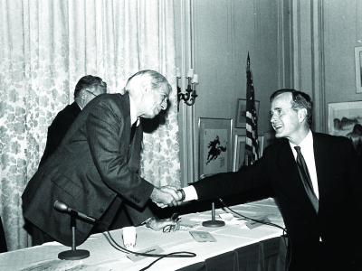 Former Meridian President, John Jova, and President George H.W. Bush