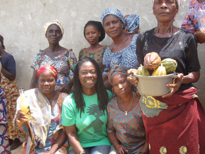 Antoinette Botti (in green shirt), founder and owner of ASSÔWÔ (meaning Stand Up), a cooperative that involves every woman in her village in Cote d'Ivoire