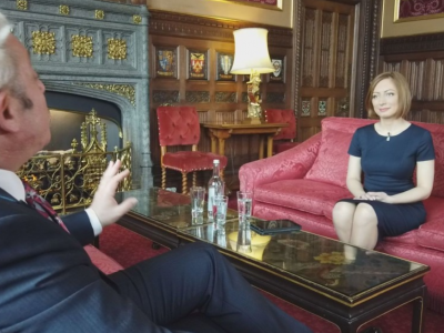 Iliyana interviewing John Bercow in in Westminster palace