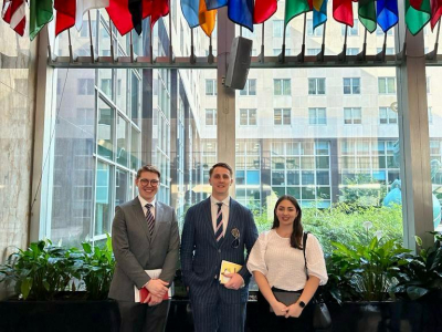 Callum Harvey, Liam Jones, and Grace McKinnon at the State Department.