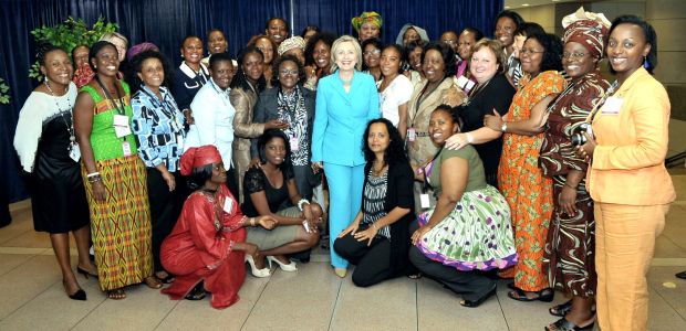 Former Secretary of State, Hillary Clinton, with the African Women's Entrepreneurship Group of 2010. Collectively, the group represented 34 countries in sub-Saharan Africa. Photo: U.S. Department of State