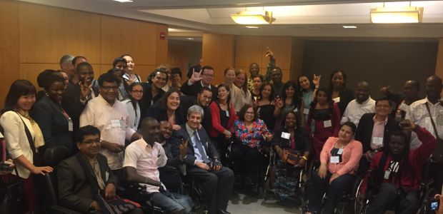 IVLP Participants in the “Access for All: Enhancing the Lives of People with Disabilities” IVLP Participants posing with Judy Heumann, Special Advisor for Disability Rights at the U.S. Department of State, Washington, D.C., July 14, 2015