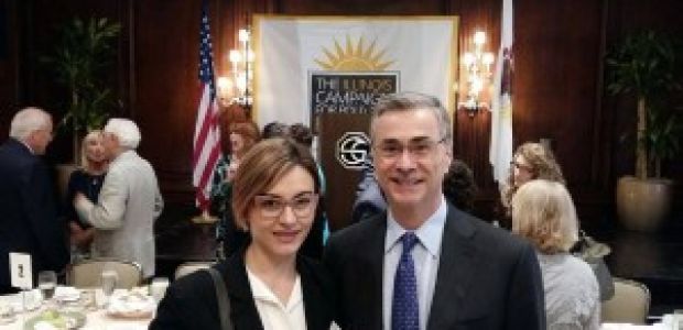 Blagica Petreski & her YTILI mentor, CTBA Executive director Ralph Martire, at the “Illinois: Vision for the future” event.