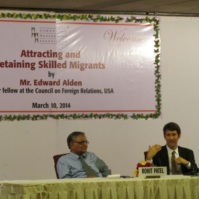 Edward Alden talking about Attracting and Retaining Skilled Migrants at the Ahmedabad Management Association