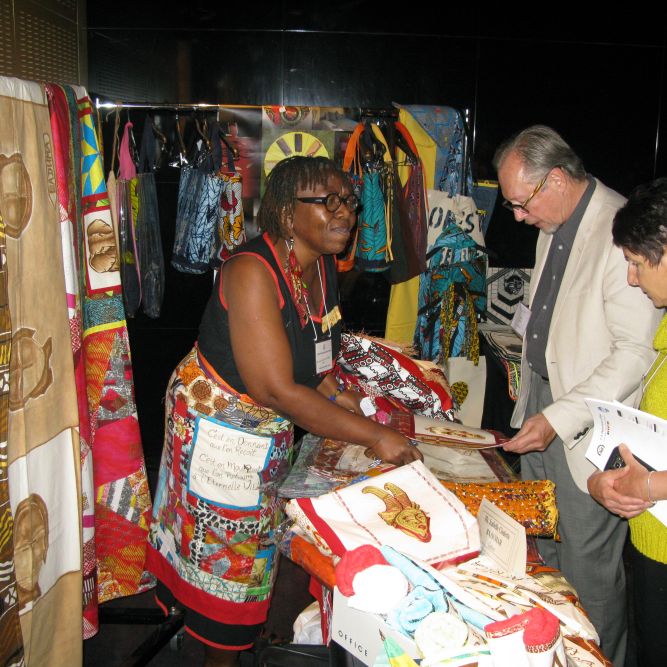 2017 AWEP participant shows her products to some interested locals at the Product Showcase in Chicago, Illinois