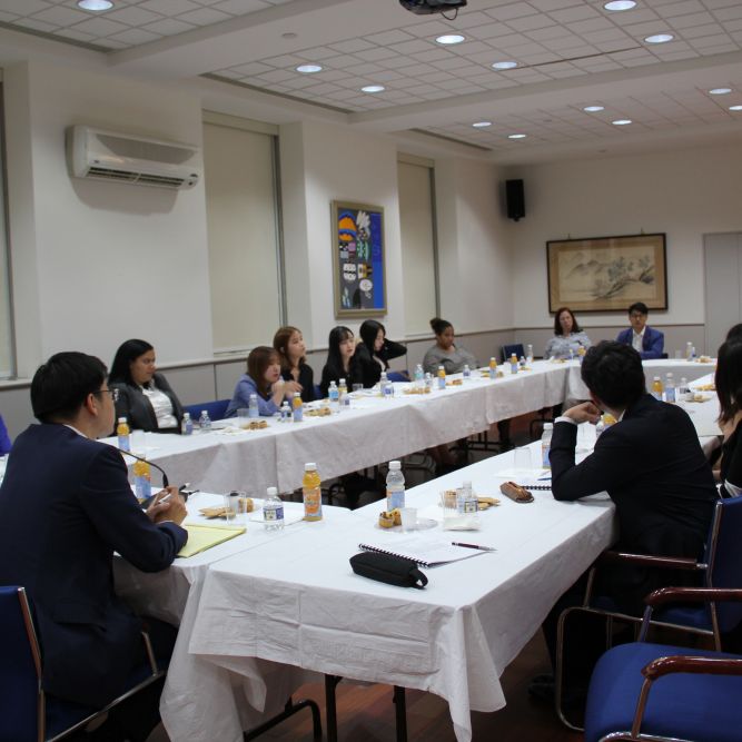 American and Korean participants meeting with officials at the Korean Embassy in Washington, DC.