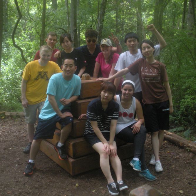 The participants in the 2013 program takign part in a team-building activity in Virginia. Tommy is pictured here in a light blue shirt.