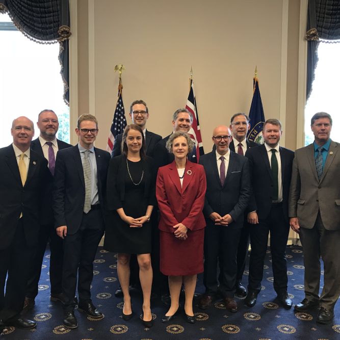 British Members of Parliament at the House Committee on Foreign Affairs reception with Ambassador Jennifer Zimdahl Galt and Members of Congress.
