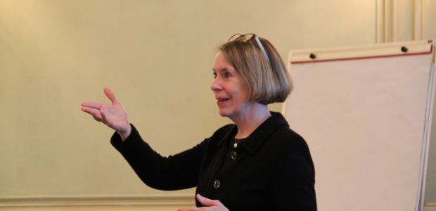 Betsy Whitaker speaking at Meridian's Corporate Diplomacy Training program.
