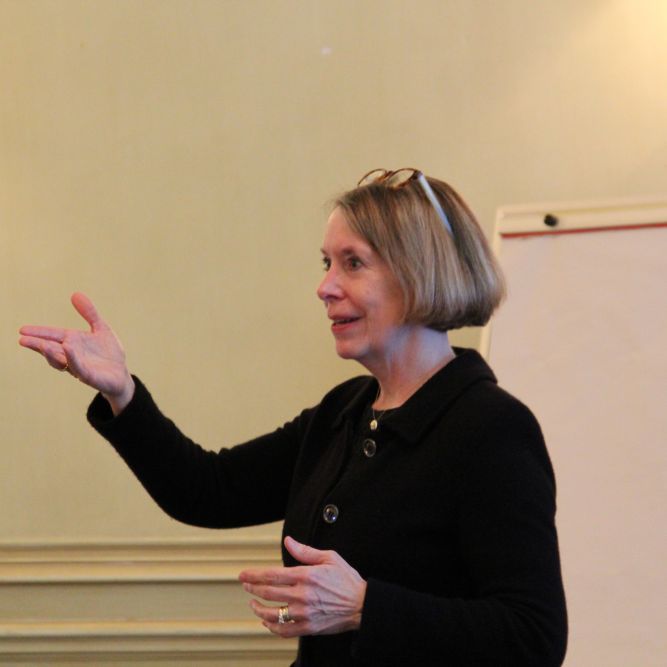 Betsy Whitaker speaking at Meridian's Corporate Diplomacy Training program.