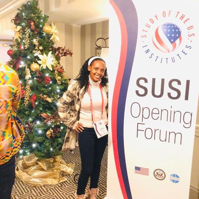 Rowena at a Study of the US Institutes (SUSI) forum.