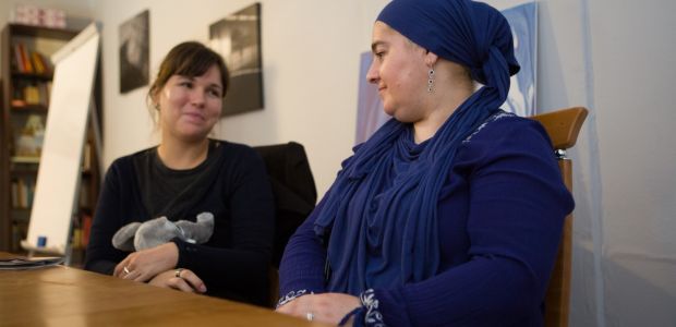 Sara's interviewing Chechen refugee women in Poland.