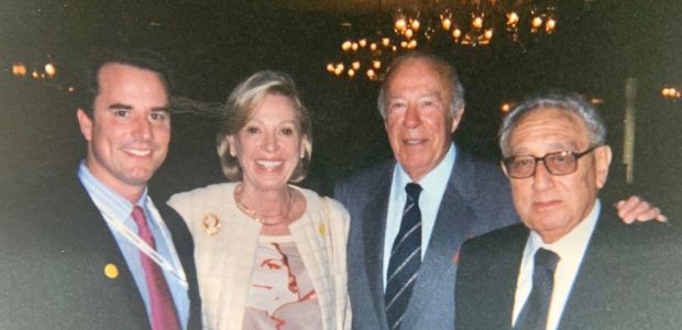 Ambassador Stuart Holliday, CEO of Meridian (left), George Shultz, former Secretary of State (center right)