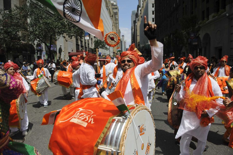 Participants march on Madison Avenue during the annual India Day Parade on Sunday, Aug. 17, 2014. (Credit: Charles Eckert) Source: http://bit.ly/VTuo0y