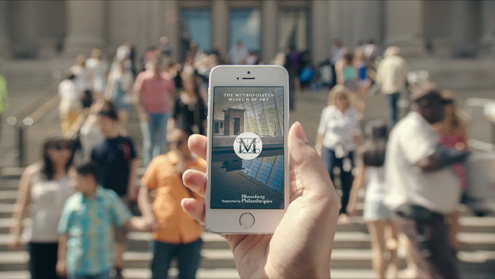 The Metropolitan Museum of Art’s app, The Met, shown outside the museum in New York City