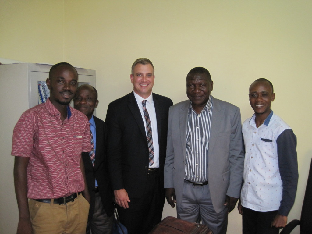 Local partners, with Mr. Jean Baptiste Bo Elongo at the Ministry of Gender, welcoming Terry to Kinshasa.  