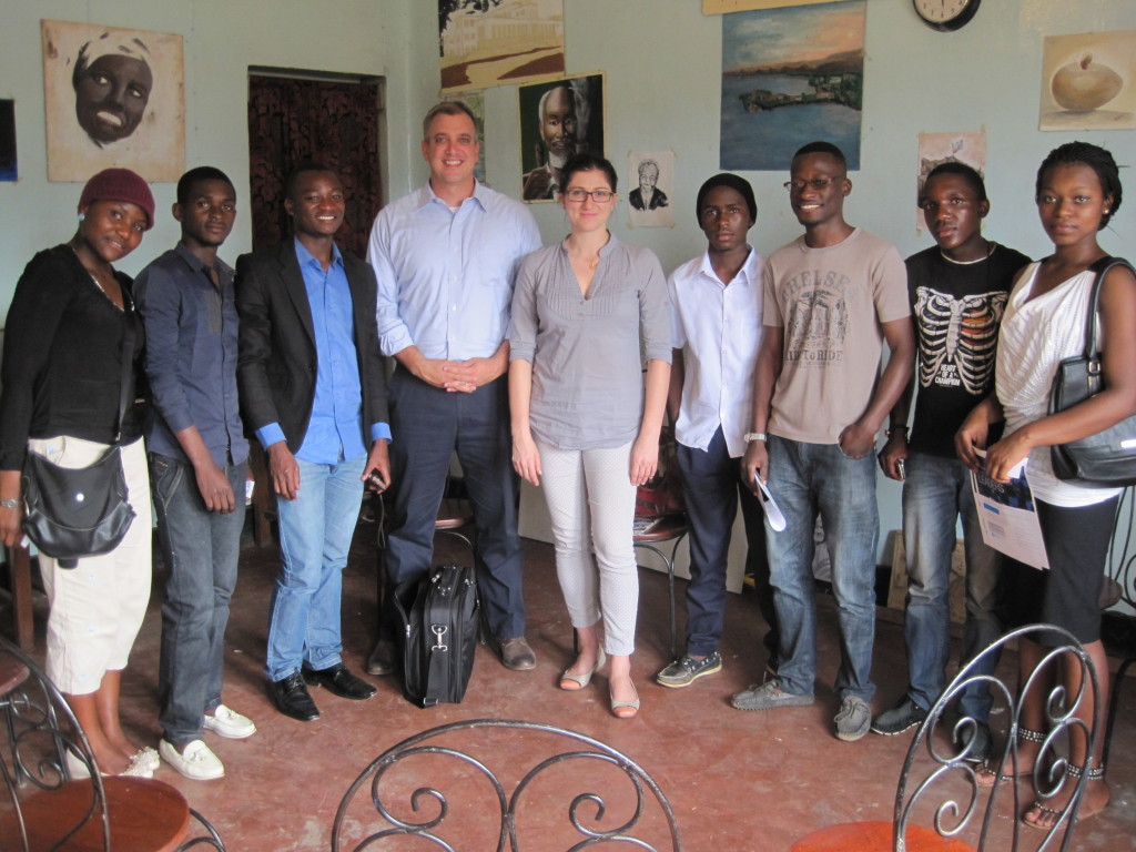 Terry and U.S. Embassy staff with local partners and artists in Kinshasa. 