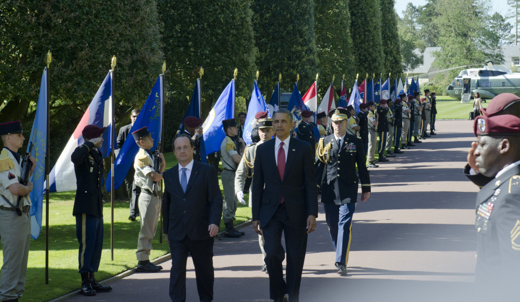Presidents Obama and Hollande during President Obama's trip to Europe in June 2014. Photo credit: Sgt. A.M. LaVey, 173 Airborne Brigade PAO