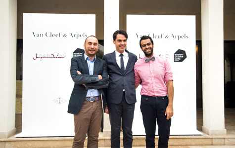 Van Cleef & Arpels, Tashkeel, and Design Days Dubai launched “Métamorphose,” an art design initiative to support artists and designers across the GCC. On the right is Khalid Mezaina, a Past Forward artist /Courtesy of Mid-East Information. 