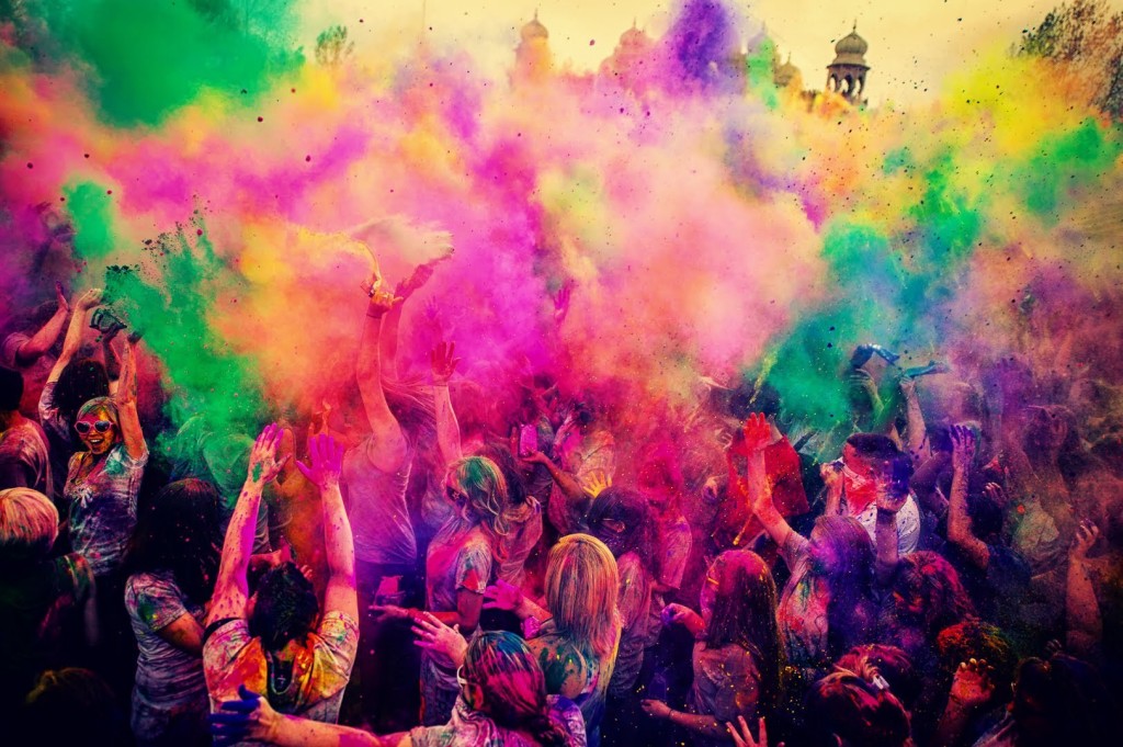 A Holi explosion of color in India. Courtesy of Andy Basil.