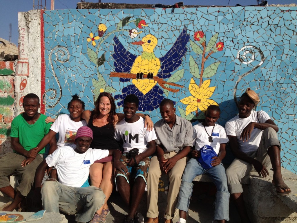 Laurel with participants on a previous project in Jacmel, Haiti