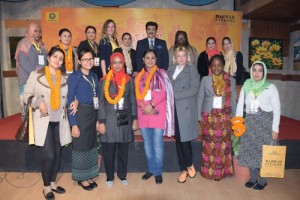 Sandeep Marwah with foreign delegates at the Global Cultural Summit in Noida, India.