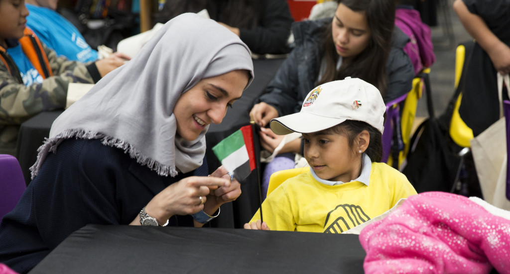 Past Forward artist Shaikha Al Mazrou at the Boys' and Girls' Club of East LA in January 2015.