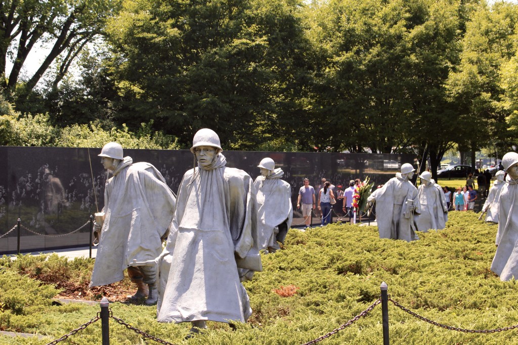 Statues of soldiers in the Korean War Veterans Memorial. 