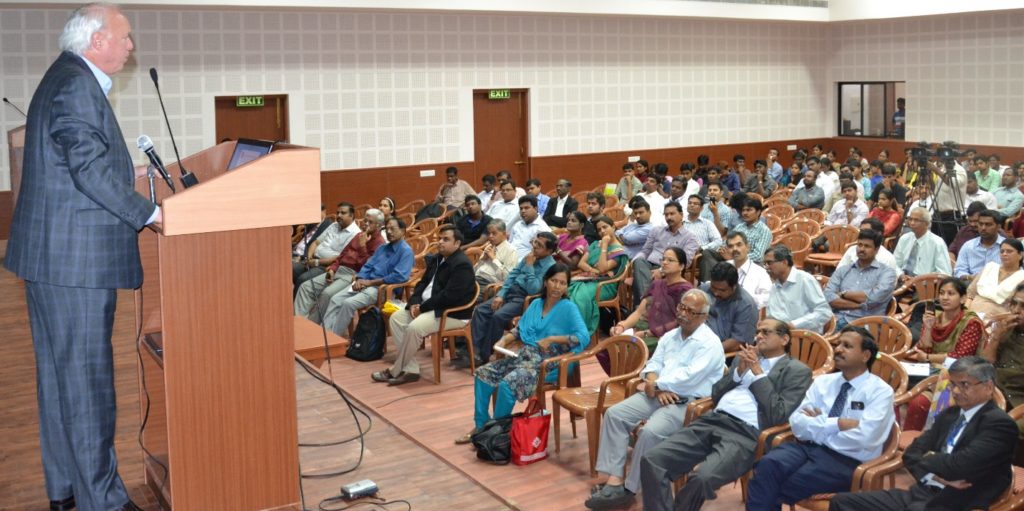 Larry Clinton, President & CEO, Internet Security Alliance, addressing faculty and students at School of Information Technology and Management in Chennai