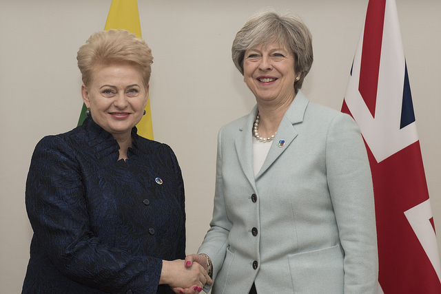 Lithuania President Dalia Grybauskaitė with fellow Meridian IVLP Alumna, British Prime Minister Theresa May (via Number 10 on Flickr)